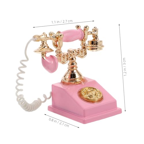 GARIOUANS Miniatur Telefonmodell Vintage Wählscheibe Retro Telefonspielzeug Puppenhaus Zubehör Realistische Detailgetreue Dekoration für Puppenhaus und Miniaturlandschaft Rosa von GARIOUANS