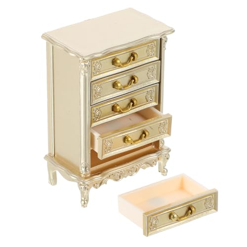 GARIOUANS Miniatur Vintage Side Cabinet Puppenhaus Möbel Kunststoff Mini Kommode Schlafzimmer Wohnzimmer Dekoration Vielseitiges Miniaturmöbel für Spiel und Sammlung von GARIOUANS