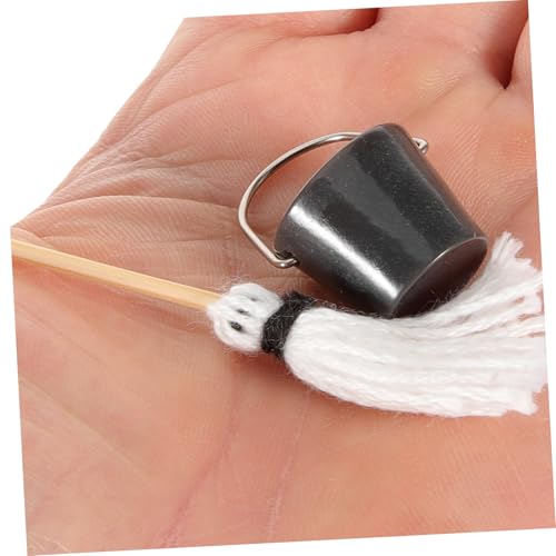 GARIOUANS Miniatur Wischmop Miniatur Eimer Puppenhaus Zubehör Lebensechte Mini Mop Modelle für DIY Puppenmöbel Dekoration von GARIOUANS
