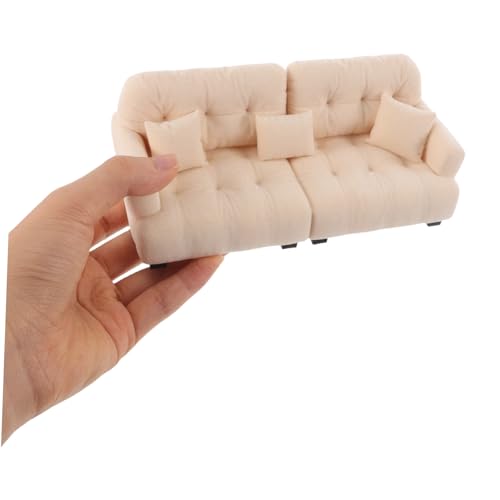 GARIOUANS Modell Plüsch Couch Cremefarben Mini Möbel für Puppenhaus Wohnzimmer Dekoration Klein von GARIOUANS