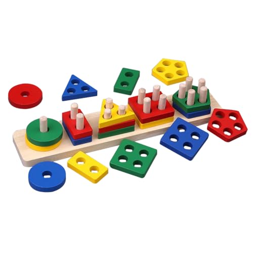 GARIOUANS Montessori Holzspielzeug Jahre Formensortierer Bunte Geometrische Lernblöcke Motorisches Entwicklungsspielzeug für Kleinkinder Sicher und Langlebig Fördert Farb und von GARIOUANS