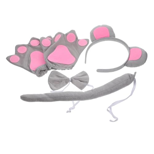 GARIOUANS Mouse Kostüm Set Damen Cosplay Zubehör mit Grauem Ohr Haarreifen Handschuhen Mäuse Party Outfit für Halloween Karneval Fasching und Geburtstagsfeiern von GARIOUANS