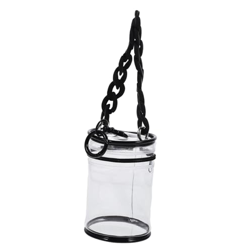 GARIOUANS PVC Transparenter Tragbarer Puppentragetasche mit Staubschutz Zylinderform Leicht Robust für Mini Figuren Aufbewahrung und Mobiles Sammeln Schwarzer Verschluss und Kette von GARIOUANS
