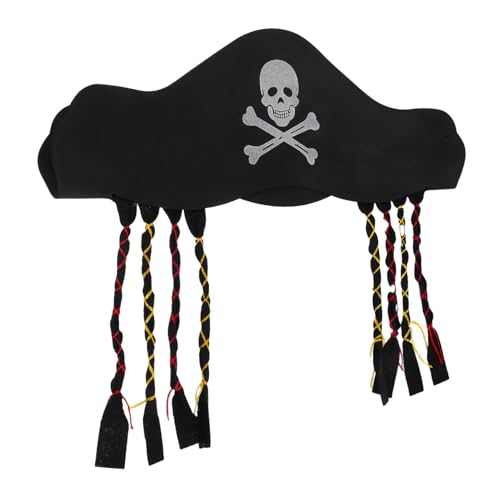 GARIOUANS Piratenkostümzubehör Piratenhut Mit Haarpiratenperückenhut Mit Zöpfen Piraten Kostümzubehör Für Erwachsene Kinder Halloween Cosplay von GARIOUANS