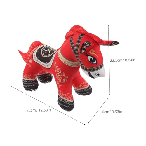 GARIOUANS Plüsch Pferdefigur Jahr des Pferdes Maskottchen Weiches Stofftier Kuscheltier Chinesisches Tierkreiszeichen Dekoratives Sammelobjekt Geschenk für Zuhause von GARIOUANS