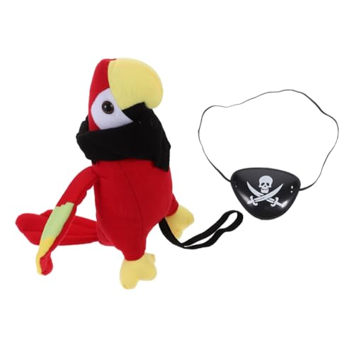 GARIOUANS Plüsch Piratenpapagei Kostüm Zubehör Teiliges mit Schulterpapagei Schwarzem Tuch und Augenklappe für Halloween Cosplay und Rollenspiele GARIOUANS Plüsch Piratenpapagei Kostüm Zubehör Teiliges mit Schulterpapagei Schwarzem Tuch und Augenklappe für Halloween Cosplay und Rollenspiele von GARIOUANS