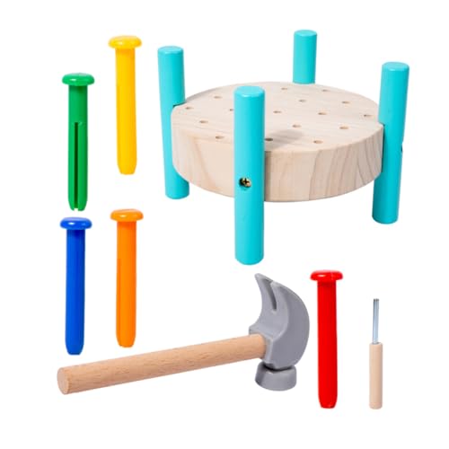GARIOUANS Pounding Platform Hammer Toy Kinderwerkbank Holzspielzeug Lernspielzeug Ab Monate Farbige Nägel Motorikförderung Handkrafttraining Montessori für Junge Mädchen und Kleinkinder von GARIOUANS