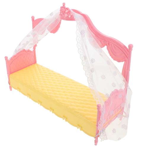 GARIOUANS Prinzessinnenbett Mini Puppenhaus Möbel mit Schlafvorhang für Mädchen Realistisches Puppenbett Zubehör Rosa Gelbes Modell für Kreatives GARIOUANS Prinzessinnenbett Mini Puppenhaus Möbel mit Schlafvorhang für Mädchen Realistisches Puppenbett Zubehör Rosa Gelbes Modell für Kreatives von GARIOUANS