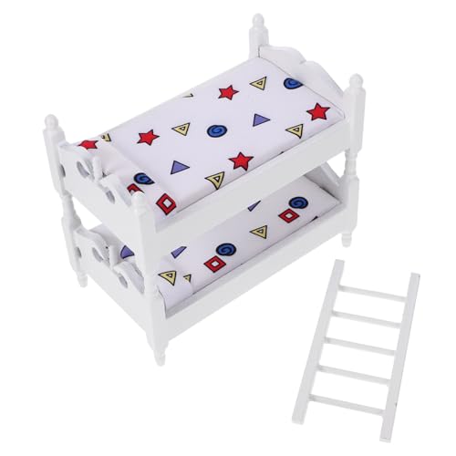GARIOUANS Puppenhaus Mini Etagenbett Detailreiche Miniatur Schlafzimmermöbel Stabiles Puppenbett für Kinderzimmer Deko Hochwertiges Puppenhaus Zubehör Platzsparend und Realistisch Gestaltet von GARIOUANS