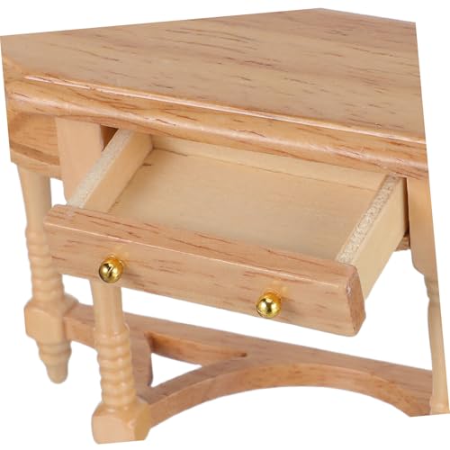 GARIOUANS Puppenhausmöbel Dekor Mini Esstisch Mini Schreibtisch Modell Miniatur Esstisch Modell Möbel Schmücken Tisch Puppenhausmöbel Tisch Figur Birke Beige von GARIOUANS
