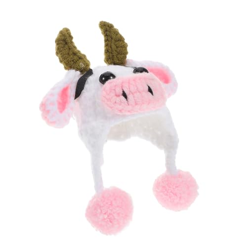 GARIOUANS Puppenmütze Mini-Wintermützen zum Basteln winzige Wintermützen Kunst DIY Handwerk Strick Dekoration Mini-Hut Kuhhut Mini-Hüte kleine Strickmütze Puppenzubehör Flauschiger Hut Garn von GARIOUANS