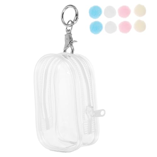 GARIOUANS Puppentrage aus Transparente Mini Aufbewahrungstasche für Figuren Puppen und Schmuck Langlebig und Vielseitig mit Hängeschnalle und Pompom Ball GARIOUANS Puppentrage aus Transparente Mini Aufbewahrungstasche für Figuren Puppen und Schmuck Langlebig und Vielseitig mit Hängeschnalle und Pompom Ball von GARIOUANS