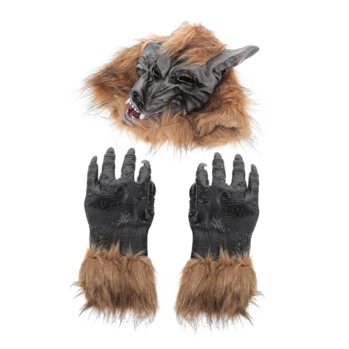 GARIOUANS Realistische Wolfsmaske und Krallenhandschuhe für Halloween Karneval Cosplay Langlebige Vinyl Materialien Komfortabel und Sicher für Kostümparty und Verkleidung GARIOUANS Realistische Wolfsmaske und Krallenhandschuhe für Halloween Karneval Cosplay Langlebige Vinyl Materialien Komfortabel und Sicher für Kostümparty und Verkleidung von GARIOUANS