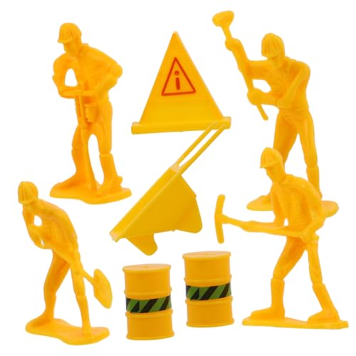 GARIOUANS Realistisches Teiliges Mini Bauarbeiter Figuren aus Sicherem Kunststoff Detailreiche Baustellen Dekoration für Geburtstagskuchen für Spiel und Kreative Tortengestaltung von GARIOUANS