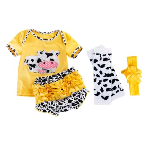GARIOUANS Reborn Doll Kleidung Baumwolle Cartoon Kuh Motiv Kurzarm Shorts Gelb für Babypuppen Mädchen Zubehör von GARIOUANS