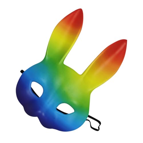 GARIOUANS Regenbogen PU Hasenmaske Weiche Langlebige Tiermaske für Halloween Karneval Party Cosplay Fotorequisite Unisex Kostümaccessoire GARIOUANS Regenbogen PU Hasenmaske Weiche Langlebige Tiermaske für Halloween Karneval Party Cosplay Fotorequisite Unisex Kostümaccessoire von GARIOUANS