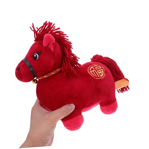 GARIOUANS Rotes Plüschpferd Kuscheltier Leicht Tragbar Chinesisches Tierkreiszeichen Maskottchen Für Reise Begleiter Und Frühlingsfest Dekoration von GARIOUANS