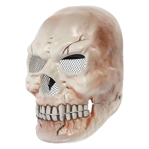 GARIOUANS Schädel Gesichtsdekoration Horror skelettierte Kopfbedeckung 3D-Skelettmasken Halloween beängstigende Masken Halloween -Maske LED Geistermaske Plastik Weiß von GARIOUANS