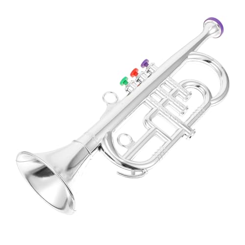 GARIOUANS Simulierte Trompete Musikinstrument Imitation Blasinstrument Lernspielzeug Sicheres Material Detailgetreue Nachbildung Silber für Bühnenauftritte und Frühe Musikförderung von GARIOUANS