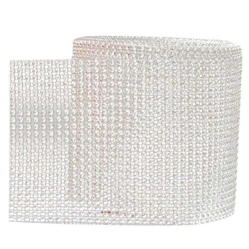 GARIOUANS Strassband Reihig Silberfarben Glänzend Funkelndes Diamant Dekoband für Hochzeitstorte Geburtstag Auto und Handyzubehör Rhinestone Mesh Ribbon für Festliche Dekoration von GARIOUANS