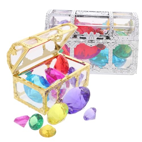GARIOUANS Tauche spielset mit Bunten Kunststoff edelsteinen und Piratenschatztruhe Glänzende Deko steine für Poolspaß DIY Schmuckspielzeug für Unterwasser schatzsuche GARIOUANS Tauche spielset mit Bunten Kunststoff edelsteinen und Piratenschatztruhe Glänzende Deko steine für Poolspaß DIY Schmuckspielzeug für Unterwasser schatzsuche von GARIOUANS