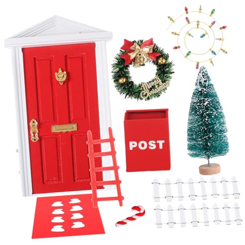GARIOUANS Teiliges Weihnachtsdeko für Puppenhaus Miniatur Rote Elfen Türdeko Langlebige Realistische DIY Mikrolandschaft Ornament für Mini Haus Zubehör von GARIOUANS