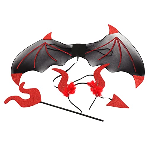 GARIOUANS Teufel Kostümset Teilig Halloween Cosplay Zubehör mit Roten Teufelsflügeln Hörnern und Stab Party Deko für Karneval Motto und Themenpartys Geeignet für Damen und Herren GARIOUANS Teufel Kostümset Teilig Halloween Cosplay Zubehör mit Roten Teufelsflügeln Hörnern und Stab Party Deko für Karneval Motto und Themenpartys Geeignet für Damen und Herren von GARIOUANS
