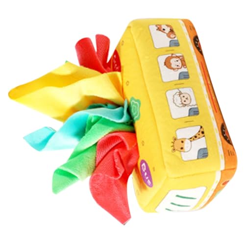 GARIOUANS Tissue Box für Junge Mädchen Jahr Reißfestes Montessori Spiel mit Bunte Farben Knistereffekt und Bus Design Feinmotorik und Kreativität von GARIOUANS