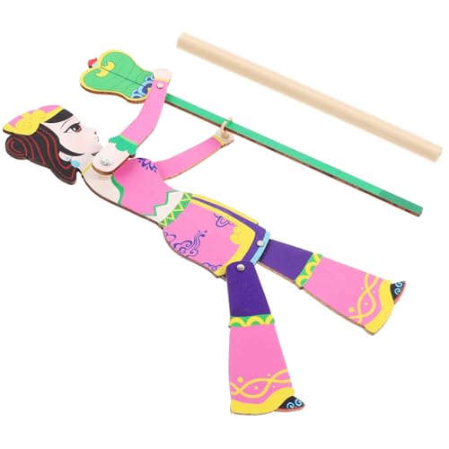 GARIOUANS Traditionelle Chinesische Schattenpuppe Holzmarionette mit Stab für Handgefertigtes Puppenspielzeug Fördert Feinmotorik und Kulturelles Lernen Leicht und Tragbar Zufällige Farbe von GARIOUANS