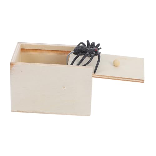 GARIOUANS Trickspielzeug Holzbox mit Lebensechter Spinne Scherzartikel zum Erschrecken Aprilscherz Halloween Dekoration für Spaß und Streiche von GARIOUANS