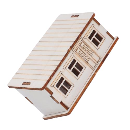 GARIOUANS Unfertiges Miniatur Holzhaus Bausatz Kleine Holzblockhütte zum Selbergestalten DIY Holzmodell für Kreative Bastler als Weihnachtsdeko und für Miniaturliebhaber von GARIOUANS