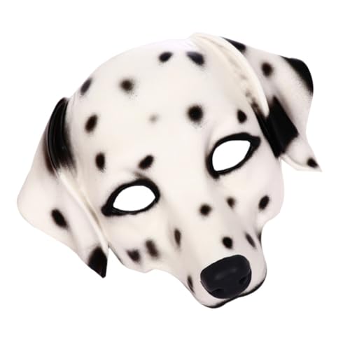 GARIOUANS Unisex Weiße Dalmatiner Maske aus PU Kreative Tier Performance Maske für Halloween Kostüm Party Bühnenauftritte und Cosplay Lustige Partymaske für Erwachsene von GARIOUANS