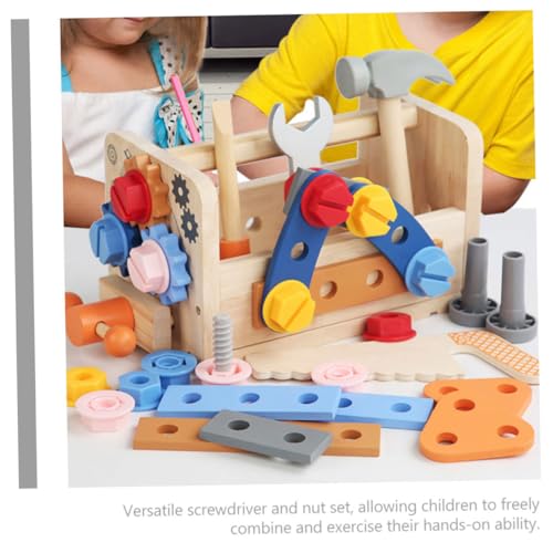 GARIOUANS Werkzeugkasten aus Holz Realistisches Lernspielzeug Handliches Set für Kleinkinder Fördert Kreativität Logisches Denken und Hand Auge koordination von GARIOUANS