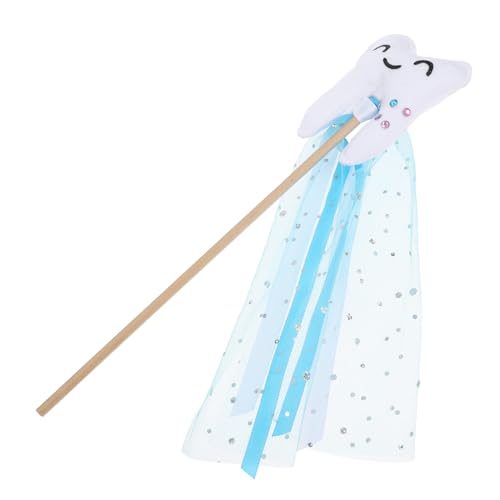 GARIOUANS Zahnfeen Zauberstab mit Blauem Band Einzigartiger Zahn Design Feenstab für Kostüm Party Leichtes Farbenfrohes Accessoire für Mädchengeburtstag und Cosplay von GARIOUANS