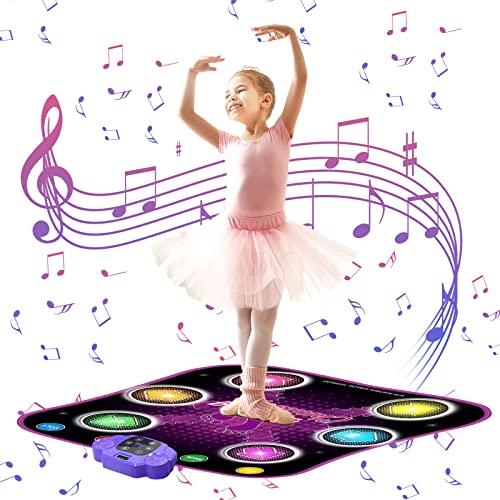 GARNHLOB Tanzmatte für Kinder 3 4 5 6 7 8 9 10+ Jahre Alte Mädchen Tanzmatte mit Bluetooth 6 LED Lichtpfeile Tanzmatte Musikmatte 5 Tanzmodi und Anti-Rutsch Material Kinder Geschenke Spielzeug von GARNHLOB