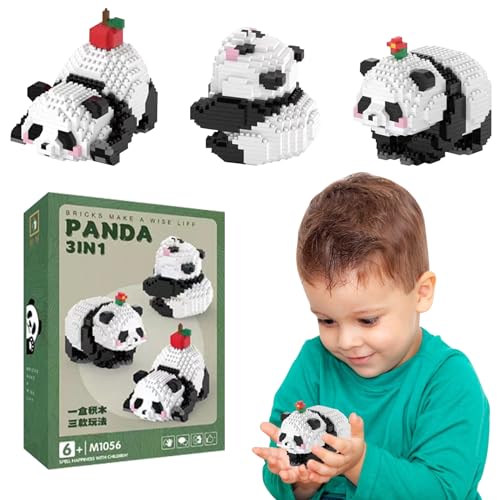GAROMIA 3 In1 Panda Bausteine Set Construcciones para Niños Panda Geschenk Tier Building Block Set Panda Bausteine (A) von GAROMIA