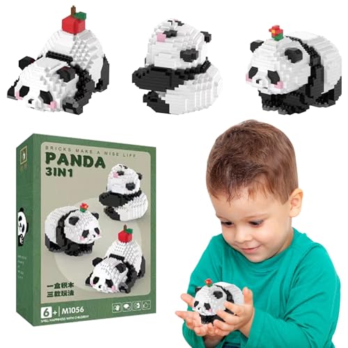 GAROMIA 3 In1 Panda Bausteine Set Mini Klemmbausteine Panda Bausteine Bauspielzeug Panda Geschenk Tiere Building Block Set Bauspielzeugsteine für Erwachsene Kinder﻿ von GAROMIA