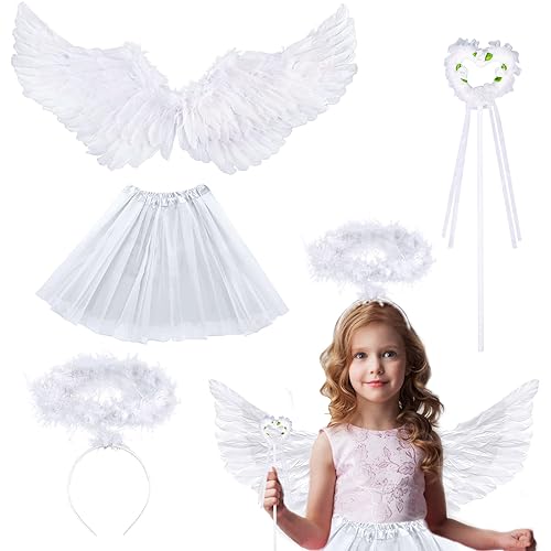 GAROMIA Engel Kostüme Engelsflügel Weiß Engel Flügel Halloween Kostüm mit Federflügel Engel Halo Stirnband Zauberstab Flügel Kinder Engel Kostüm Damen für Halloween Kostüme Cosplay Party GAROMIA Engel Kostüme Engelsflügel Weiß Engel Flügel Halloween Kostüm mit Federflügel Engel Halo Stirnband Zauberstab Flügel Kinder Engel Kostüm Damen für Halloween Kostüme Cosplay Party von GAROMIA