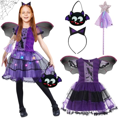 GAROMIA Fledermaus Kostüm Kinder Halloween Vampir Mädchen Für Karneval Cosplay Party von GAROMIA
