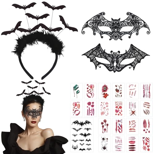 GAROMIA Fledermaus Haarreifen mit Fledermaus Spitze Maske Fledermaus Fledermaus Haarband für Karneval Fasching Cosplay Party Halloween Haarschmuck Maskerade Accessoire GAROMIA Fledermaus Haarreifen mit Fledermaus Spitze Maske Fledermaus Fledermaus Haarband für Karneval Fasching Cosplay Party Halloween Haarschmuck Maskerade Accessoire von GAROMIA