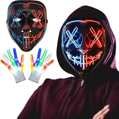 GAROMIA Halloween Masken Horror Maske Kinder led-Maske Halloween für Herren Party Karneval Halloween Ghostface Masken für Damen Kinder Jungen Teenager von GAROMIA
