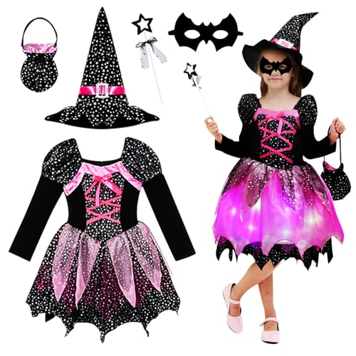 GAROMIA Hexenkleid Kinder Mädchen Hexenkleid Kostüm mit Lichter Zauberer Verkleiden hexe kostüm kinder Cosplay Halloween Kinder Hexenkleid Karneval GAROMIA Hexenkleid Kinder Mädchen Hexenkleid Kostüm mit Lichter Zauberer Verkleiden hexe kostüm kinder Cosplay Halloween Kinder Hexenkleid Karneval von GAROMIA