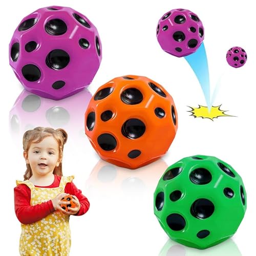 3 Jump Ball Moon Ball Hohe Springender High Bouncing Ball Space Ball Spielzeuggeschenke für Kinder Grün Orange lila von GAROMIA