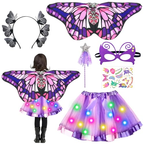 GAROMIA Schmetterlingsflügel Kinder Mädchen 6 Stück Schmetterling Kostüm Kinder Schmetterlingsflgel Flgel Kostm Schmetterling Set für Karneval Fasching Cosplay GAROMIA Schmetterlingsflügel Kinder Mädchen 6 Stück Schmetterling Kostüm Kinder Schmetterlingsflgel Flgel Kostm Schmetterling Set für Karneval Fasching Cosplay von GAROMIA