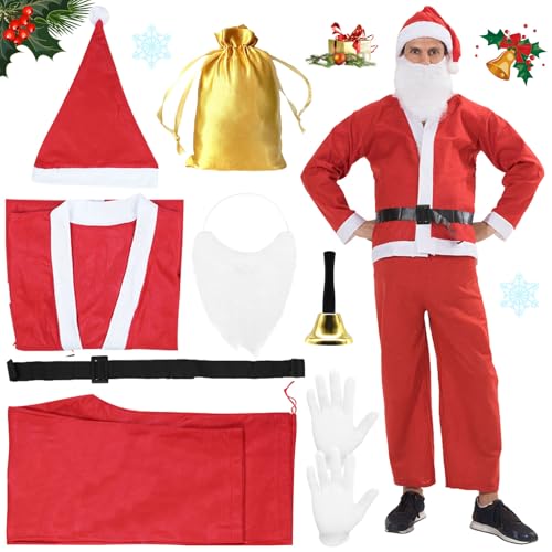 GAROMIA Weihnachtsmann Kostüm Herren 5 Weihnachtsmannkostüm mit Weihnachtsmann Mütze Bart Gürtel Rotes Weihnachtskostüme Kostüme Weihnachtskostüm für Herren Weihnachten Cosplay Karneval (Männlich-1) GAROMIA Weihnachtsmann Kostüm Herren 5 Weihnachtsmannkostüm mit Weihnachtsmann Mütze Bart Gürtel Rotes Weihnachtskostüme Kostüme Weihnachtskostüm für Herren Weihnachten Cosplay Karneval (Männlich-1) von GAROMIA