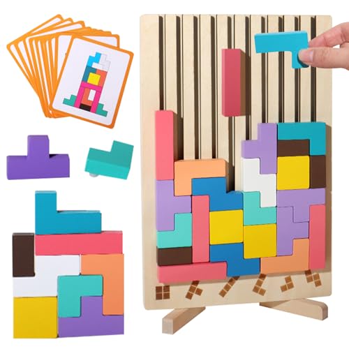 Holzpuzzle Tetris 3D Holz Stapelpuzzle Spielzeug mit 10 Karten Gehirn Spiel Kreativ Lernspielzeug Holzpuzzle Kinder Montessori Spielzeug ab 3 4 5 6 Jahre Holzpuzzle Tetris 3D Holz Stapelpuzzle Spielzeug mit 10 Karten Gehirn Spiel Kreativ Lernspielzeug Holzpuzzle Kinder Montessori Spielzeug ab 3 4 5 6 Jahre von GAROMIA
