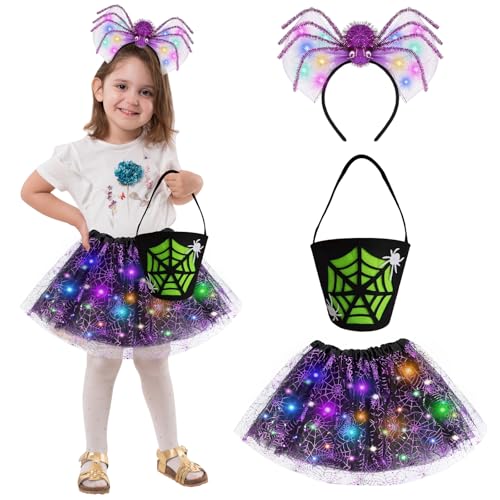 Spinne Kinder Mädchen Spinnen Kostüm Kinder Tüllrock mit Lichter Spinne Haarreifen Spinnenkostüm Halloween Kostüm für Karneval Halloween Cosplay Party Spinne Kinder Mädchen Spinnen Kostüm Kinder Tüllrock mit Lichter Spinne Haarreifen Spinnenkostüm Halloween Kostüm für Karneval Halloween Cosplay Party von GAROMIA