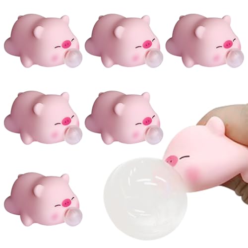 Stress Schwein 6 Stück Anti Stress Spielzeug Schwein Antistress Spielzeug Dekompressions Piggy Rosa Schweinchen Spielzeug ADHS Anti Stress Sielzeug für Erwachsene Kinder von GAROMIA