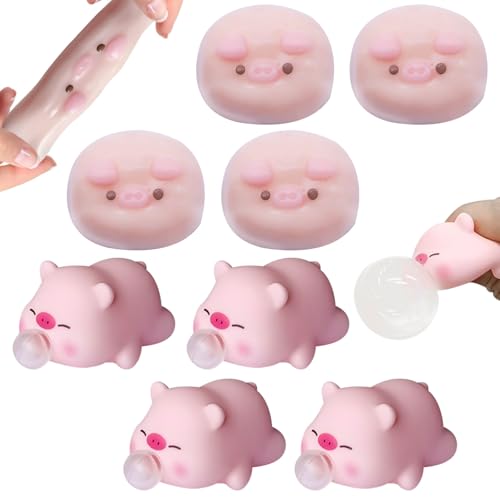Stress Schwein 8 Stück Stressball Anti Stress Spielzeug Schwein Antistress Spielzeug Dekompressions Piggy Rosa Schweinchen Spielzeug ADHS Anti Stress Sielzeug für Erwachsene Kinder von GAROMIA