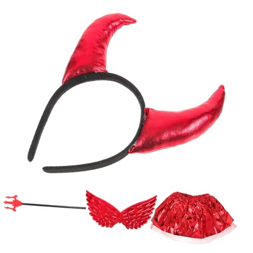GAROZATION 1 Set Halloween Flügel Hörner Kopfschmuck Netzrock Teufelshorn Kostümgabel Halloween Teufel Cosplay Teufelsgabel Requisite Teufelsstirnband Cosplay Kostüm Requisite GAROZATION 1 Set Halloween Flügel Hörner Kopfschmuck Netzrock Teufelshorn Kostümgabel Halloween Teufel Cosplay Teufelsgabel Requisite Teufelsstirnband Cosplay Kostüm Requisite von GAROZATION
